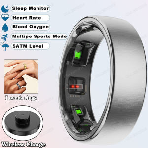 New R10 Smart Ring with Wireless Charging – 24/7 Health & Sleep Monitor 5ATM & IP68 Waterproof Heart Rate/SpO2/HRV Tracking 10+ Sports Modes Fitness Tracker for Android & iOS Men & Women (Ideal Gift for Holidays) Size 13 14