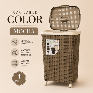 Large Laundry Basket with Wheels Durable Rattan Storage Bin for Clothes Towels Toys Blankets