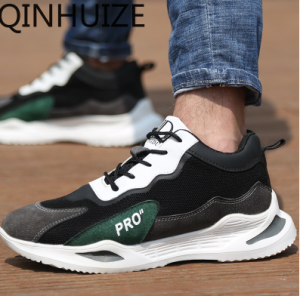 QINHUIZE Fashionable ultra-light work safety shoes mens fly woven breathable safety comfortable non-slip steel toe cap work safety boots