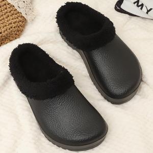 kuimi123 Mens Trendy Solid Chef Shoes With Warm Plush Lining Comfy Non Slip Casual Thermal Work Shoes Winter