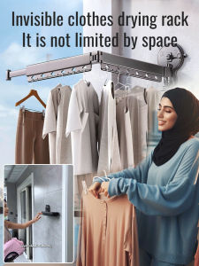 🔧Telescopic Foldable Drying Rack/hanger/easy-install/wall-mount/multifunctional/smooth Metal/scratch & Rust-proof/smooth Wood/space-saving