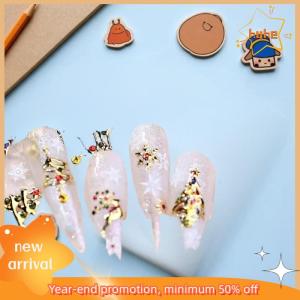 huhe ไฟสีสันสดใสสไตล์น่ารักสำหรับเทศกาลคริสต์มาสสติกเกอร์ติดเล็บลายจุดสำหรับตกแต่งเล็บรูปโบว์ตกแต่งเล็บ