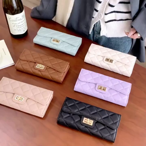 BAGSMART กระเป๋าสตางค์ หนัง PU ใบยาว พิมพ์ลายตาราง ความจุขนาดใหญ่ ใส่บัตรได้หลายใบ สําหรับผู้หญิง ﻿