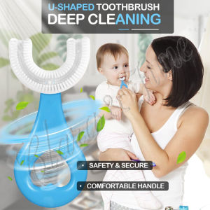 Clara.Baby And Kid U Shaped Toothbrush Food Grade Soft Silicone Brush Head 360° Oral Teeth Cleaning Design For Toddlers And Children U Shaped Toothbrush For Kids 1 to 8 Yrs Old Toothbrush For Kids Round Toothbrush For KidsBaby Totthbrush