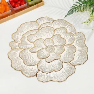 Creative Placemat Metallic Slip Resistant Place Mat Coaster Gold Round Placemats for Dining Table Set Holiday Party Decoration