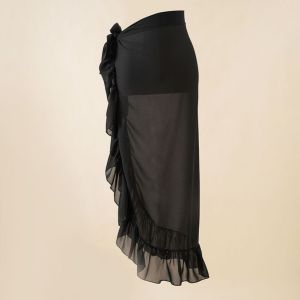 LZD  Áo Bikini Đi Biển Phong Cách Bùng Nổ Váy Quấn Ren Quần Áo Chống Nắng Váy Dài In Họa Tiết Xù