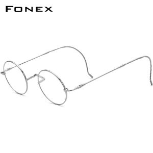 FONEX Titanium Glasses Frame Men Brand Design Vintage Round Eyeglasses Women Retro Japanese High-Quality Ultralight Optical Eyewear 85725