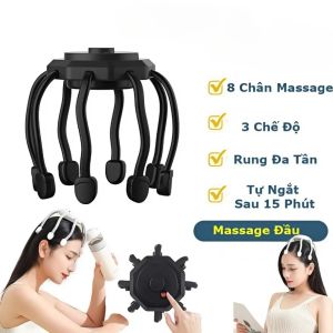 Máy Massage Da Đầu Hình Bạch Tuộc 8 Chân Silicon – Rung Thư Giãn Sâu Giúp Ngủ Ngon Giảm Stress