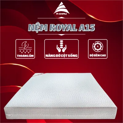 Nệm Foam Royal A15 Á Châu Đầy đủ kích thước và độ dày tiêu chuẩn - Mặt Vải Lưới 4D Có Khoá Kéo