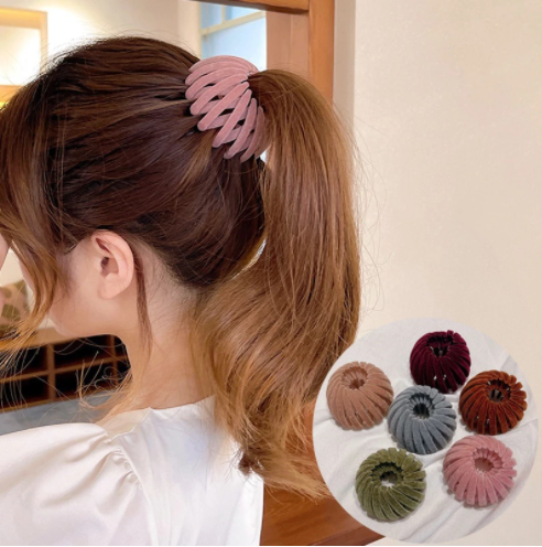 Velvet Fashion Hair Clips Expandable Pony Tail Holders Hair Ties