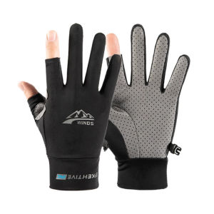 Motorcycle Bike Gloves Ice Silk Two-Finger Racing Breathable Non-Slip Anti-UV Touchscreen