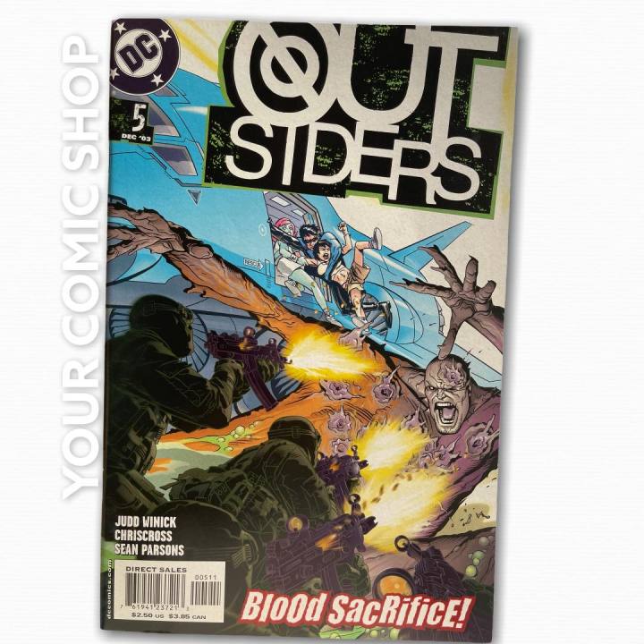 Outsiders 5 Published Dec 2003 by DC Comic Book WRITTEN BY JUDD WINICK; ART BY CHRISCROSS AND SEAN PARSONS; COVER BY MICHAEL GOLDEN Comic BOOK  Cartoons Art Super Heroes Collection Collectibles  Story Reading Kid Booked Magazine