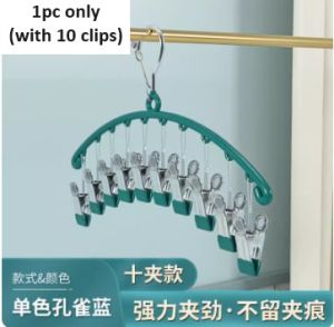 [Ready Stock] Anti-mark Stainless Steel hanger with 10clips
