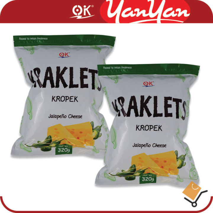 OK Yan Yan Kraklets Kropek 320g Flavoured Snack SET OF 2