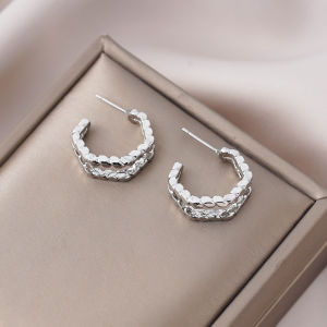 Fashionable Ring Gift 复古轻奢银色冷淡风耳环女 新款爆款潮高级感耳圈小众金属耳饰