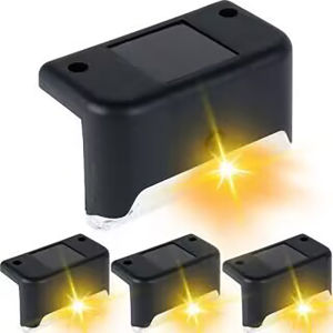 4PCS Solar Light Warm White LED Step Lamp Path Stair Outdoor Garden Lights Waterproof Balcony Light Decoration for Patio Stair Fence Light