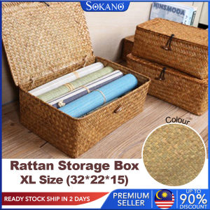 SOKANO SO016 Rattan Storage Box (Available in 3 Size) Hand Woven Rattan Home Storage Basket / Decorative Box with Lid 3 Sizes