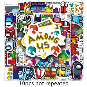 50pcs Cartoon Among Us Waterproof Home Deco Stickers Helmat Guitar Laptop Decal Game Sticker