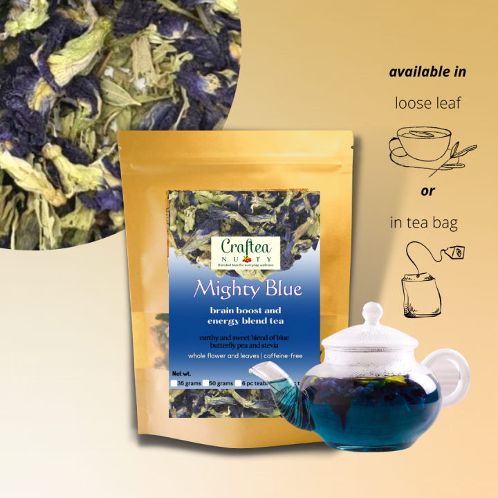 Blended Tea Dried Butterfly Pea tea with Stevia leaves MIGHTY BLUE