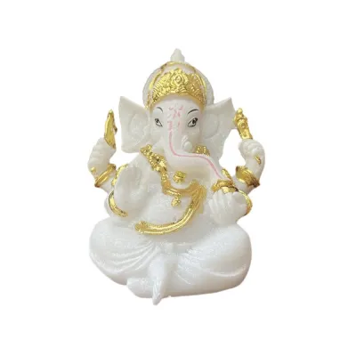 CEMOMEF Resin Art Ganesha Buddha Statue Exquisite Handmade Sitting Ganesha Sculpture Stylish Decorative Ganesha Car Ornaments Housewarming Gift