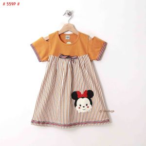 Baju Pakaian Anak Cewek Perempuan Dress Kaos Katun Usia Umur 1 2 3 4 5 6 7 8 Tahun Bordir Tsum Tsum