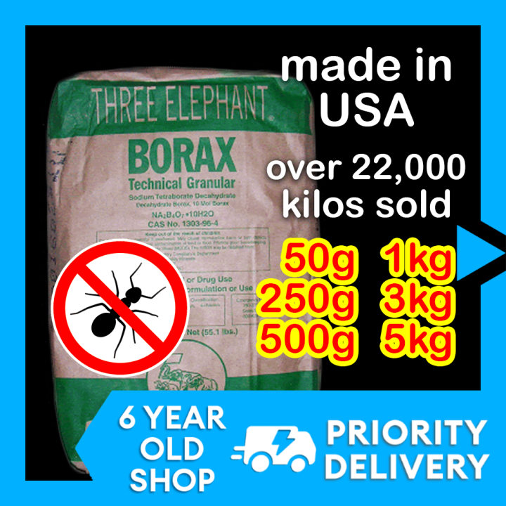 Three Elephant BORAX POWDER ANT KILLER Cockroach Killer Termite Killer ...