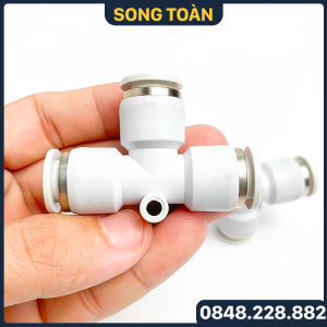 Tê Nối Nhanh PE Tê Nối Nhanh Cắm Ống STNC YPE Phi 4 6 8 10 12 16 - Màu Trắng