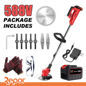 588V Cordless Grass Cutter Electric Lawn Mower Grass Trimmer Adjustable Rotatable Electric Mower