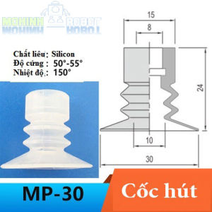 Núm hút chân không SMC 3 lớp đầu lắp 8mm silicon trắng