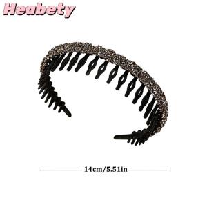 Heabety Fashion Flocking Acrylic Rhinestone Bezel Hair Hoops for Women Ladies Solid Color Toothed Non-Slip Headband Hair Band Hair Accessories