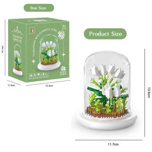 Domibro Mainan Balok Bricks Bunga (menerangi) DIY Anyelir Bunga Buket Nano Block Kreatif Untuk Flower Mainan