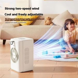 CHARRISSA Digital Display Humidifying Fan Intelligent Timing Safety Lock Silent Spray Fan Compact Clock Temperature Portable Air Conditioner Outdoor Tent