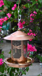 Weatherproof Outdoor Bird Feeder Heavy Duty Metal Construction Large Tray Easy Fill Hanging Backyard Decors