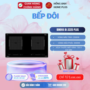 Bếp từ âm kính Binova BI-555-IDC 2 vùng nấu mặt kính Schott Ceran bo viền nhôm công nghệ inverter