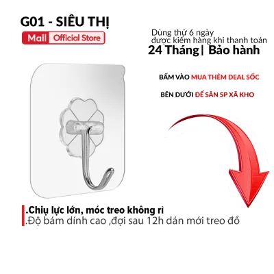 Móc dán tường trong suốt G01 chịu lực 3D G01 siêu dính chịu lực tốt đa năng chống thấm nước