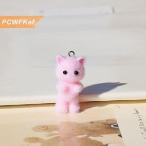 【PCWFKef】 Đổ xô động vật phim hoạt hình mèo hình dạng nhựa búp bê hạt mặt dây chuyền tự làm đồ trang sức bông tai may mặc Keychain phụ kiện mặt dây chuyền