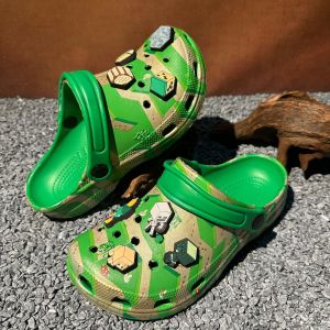 Free Shipping MenS Minecraft-Themed Clogs New Cartoon Design Water Shoes Sandals Outdoor Non-Slip Slippers