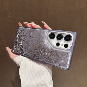 Glitter Quicksand Alloy Lens Protective Case for Samsung Galaxy S25 Ultra S 25 Hard Clear Moving Sand Cover Dynamic Liquid Shell