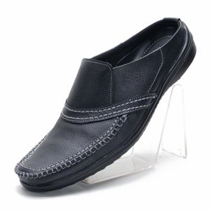Sepatu Sendal Kulit Pria Casual Sandal Slop Rajut Moccasin Handmade MP009