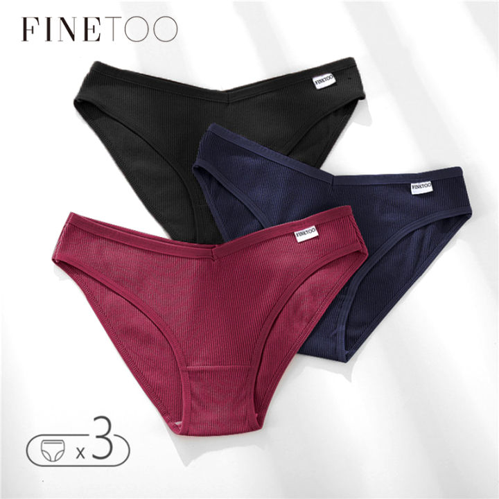 FINETOO 3PCS/set Classical New Color Lady Cotton Panties Female