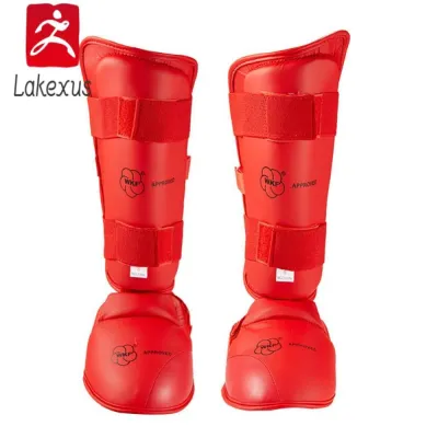 Lakexus 1 Pair Karate Shin Guard Taekwondo Boxing Leg Guard With Instep Protection Fixed With Self-Adhesive Cloth