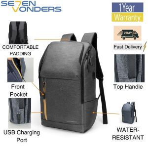 (SG) #NG-874D SE7EN VONDERS NIAGARA MULTIFUNCTION BUSINESS TRAVEL BACKPACK 15 INCH LAPTOP BAG WITH USB WATER RESISTANT ANTI THEFT ZIPPER