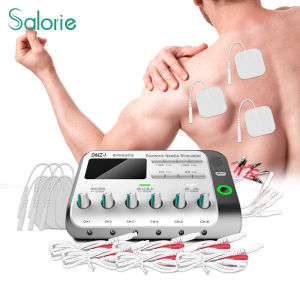 Salorie 6 Output Digital Tens Unit 6 Independent Channel TENS EMS Unit Intensity Muscle Stimulator Machine Electric Pulse Massager with Accessories for Back Pain General Pain Relief Neck Pain Muscle Pain