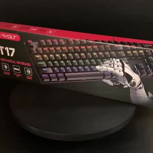 (HD1)T-WOLF Thunder Wolf T17 Mechanical keyboard with blue switches and backlight for gaming RGB Genuine Mechanical Gaming 104 Mixed light keys