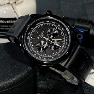 Bolun#6776 นาฬิกาข้อมือสายหนัง ดีไซน์3วงสุดคลาสสิค หน้าปัด40มิล ตั้งเวลาให้ พร้อมส่ง