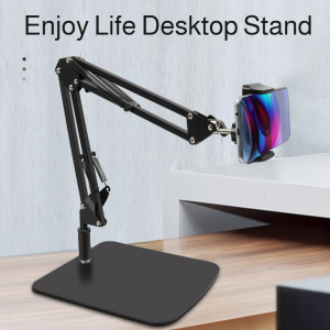 Cell Phone Holder Black Metal Large Base not Easy to Fall Off Detachable Comfort Support Laziness