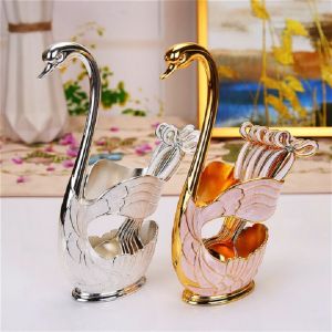 Bộ 6 nĩa và lọ để nĩa thiên nga cao cấp