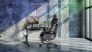 Thermaltake GT120 RGB Gaming Desk 120cm (L) x 60cm (W) Display One Motor with Two-Stage Lifting System Motor Type Cable Management Carbon-Fiber Black Finish Black | GGD-GTM-BKEIRX-01