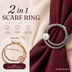 ZK Jewellery 2 in 1 Pearl Buckle Ring With Pin Kerongsang Cincin Tudung Bawal Mutiara Hijab Scarf Muslimah G3552