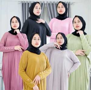 Gamis Inara Batwing Button Knit Premium Kekinian